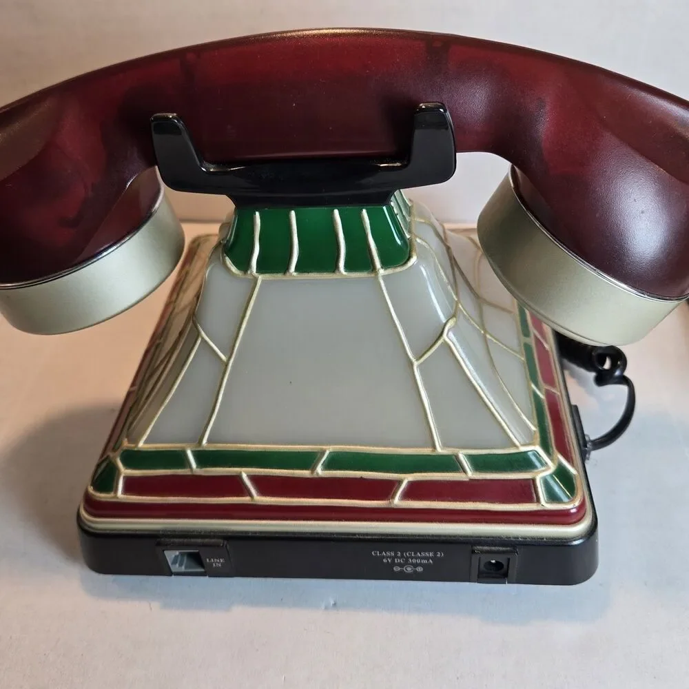 2001 Coca-Cola Stained Glass Look Light Up Telephone Polyconcept 841.053 Works!
